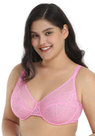 (Cardi B recommends)Enchante Pink Lace Unlined Underwire Bra Set - HSIA