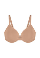 Studio product shot of the Dark Beige HSIA Mia full coverage minimizer bra, featuring the high-resilience 3-layer sponge and seamless bonded edges.
