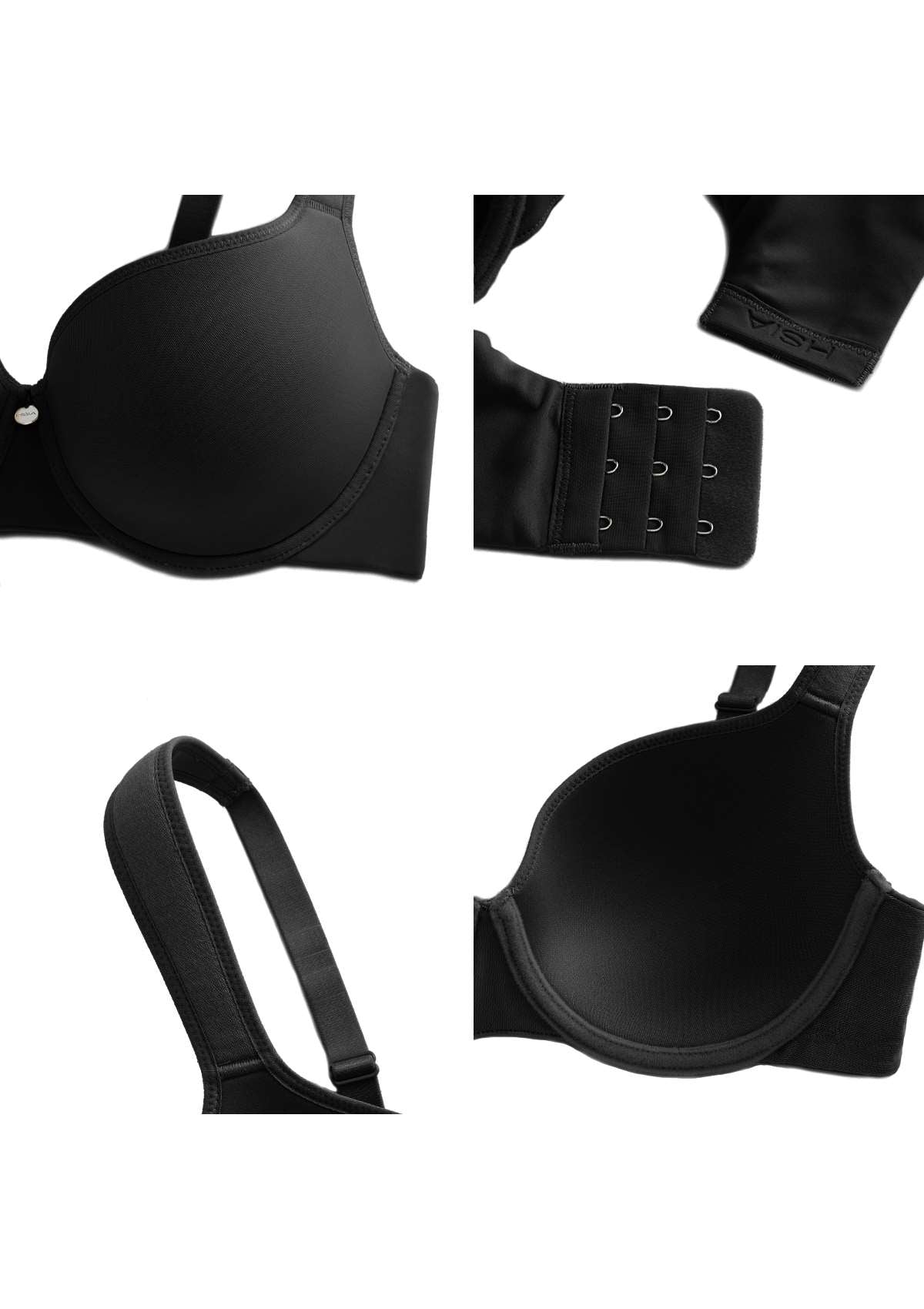 Patricia T-shirt Black Lightly Padded Underwire Minimizer Bra - HSIA