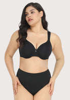 Patricia T-shirt Black Lightly Padded Underwire Minimizer Bra - HSIA