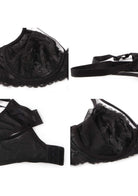 Pretty In Petals Black Unlined Strappy Lace Bra - HSIA