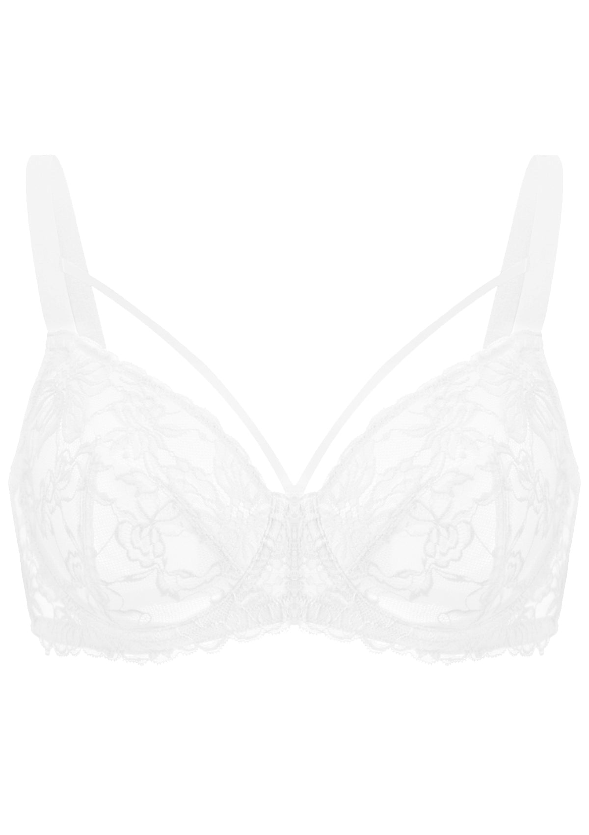 Pretty In Petals Black Unlined Strappy Lace Bra - HSIA