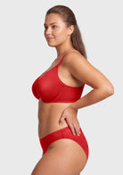 HSIA Square Neckline Half Cup Full-Bust Bra Double Layer Padded 3D Curved Cups Wide Pressure-Relief Straps Breathable Mesh Side Support Smooth Seamless ¨C HSIA