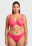 HSIA Square Neckline Half Cup Full-Bust Bra Double Layer Padded 3D Curved Cups Wide Pressure-Relief Straps Breathable Mesh Side Support Smooth Seamless ¨C HSIA