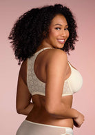 Serena Front-Close Champagne Lace-Back Racerback Underwire Bra Set - HSIA