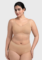Songful Plus Size Seamless Wireless Supportive Full Coverage Mesh Crossover Bra - HSIA
