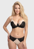 Winter Sonata Embroidered Lace Trim Full Coverage Unlined Underwire Bra - HSIA