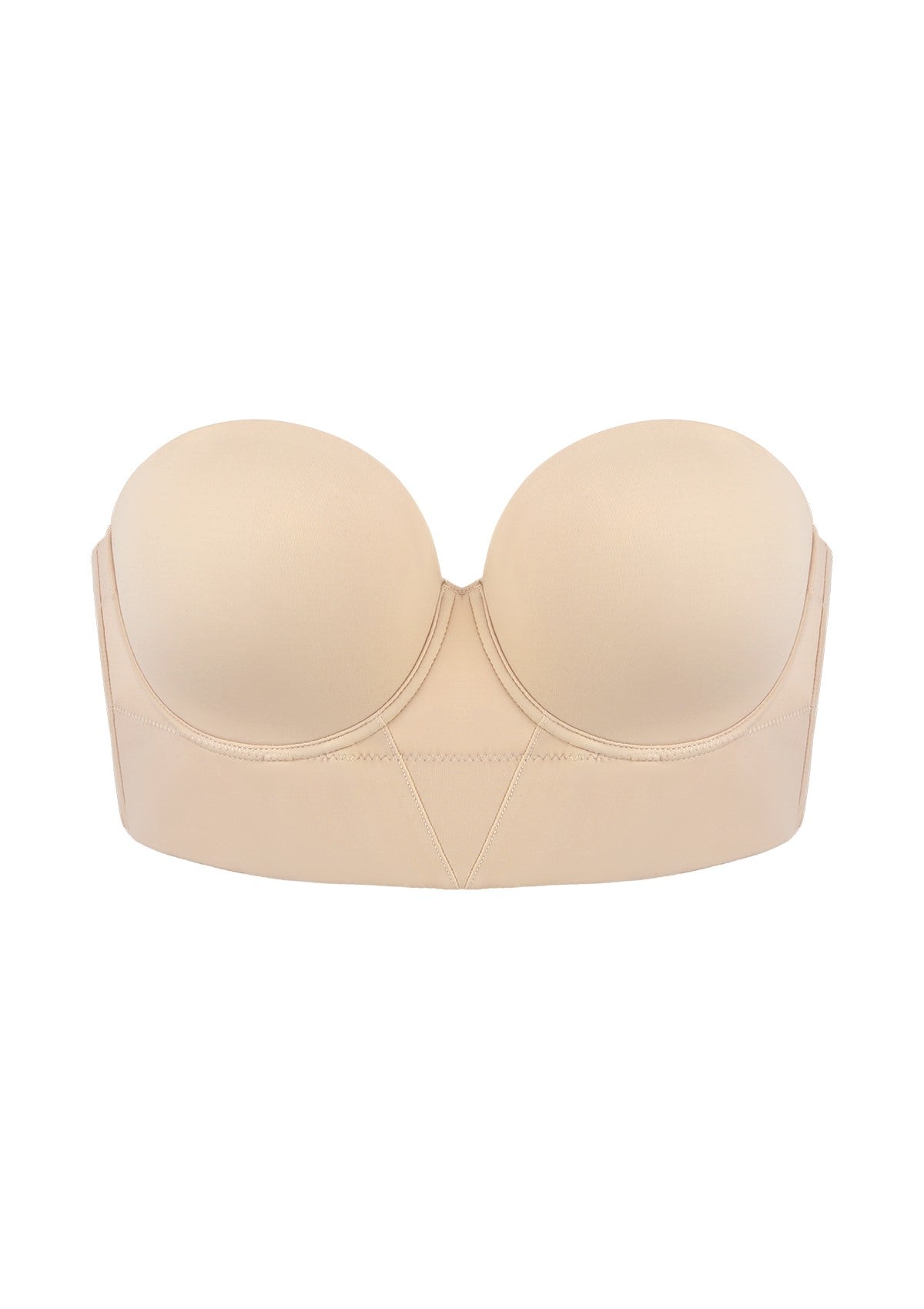 Daisy Smooth Lace Beige Lightly Padded Longline Underwire Strapless Balconette Bra - HSIA