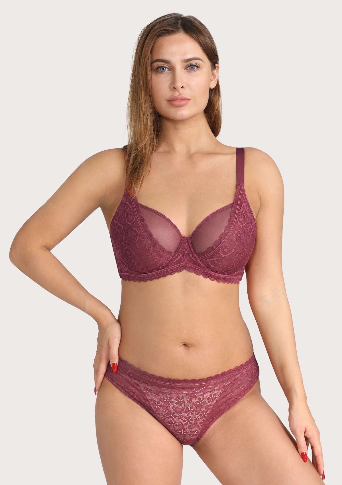 HSIA Lace Dolphin Burgundy Underwire Bra - HSIA