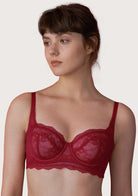 HSIA Floral Lace Unlined Bridal Burgundy Balconette Bra Set - HSIA