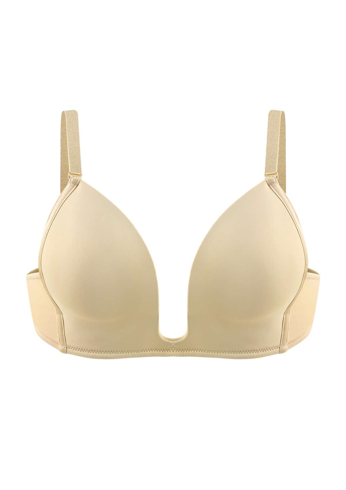 HSIA Deep U Plunge Push Up Low Back Wireless Bra - HSIA