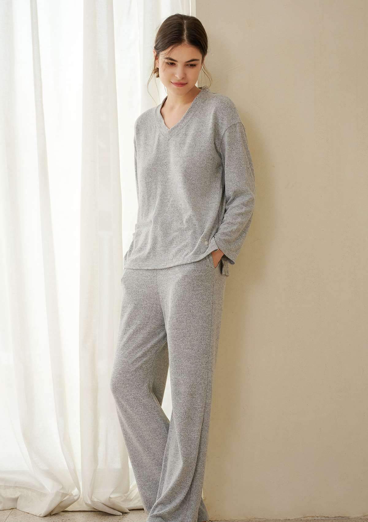 HSIA Knit Long Sleeve Pajama Set - HSIA