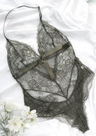 Deep V Lace Sheer Mesh Bodysuit Lingerie - HSIA