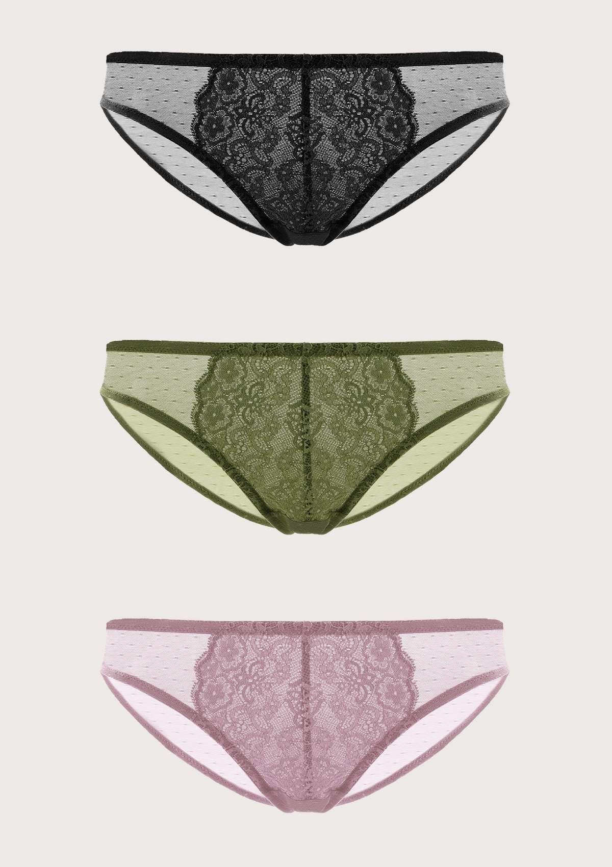 HSIA Front Floral Lace Bikini Underwear 3 Pack - HSIA