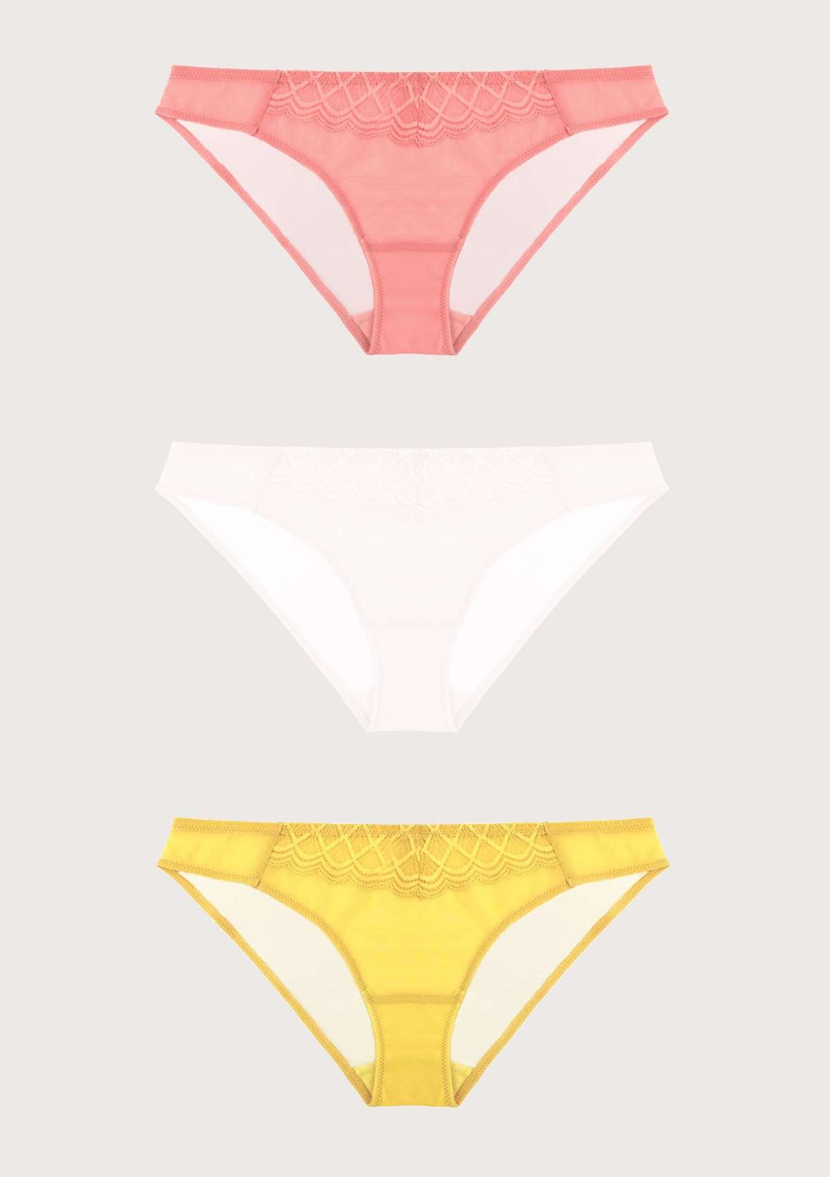 HSIA Plaid Lace Bikini Panties 3 Pack - HSIA