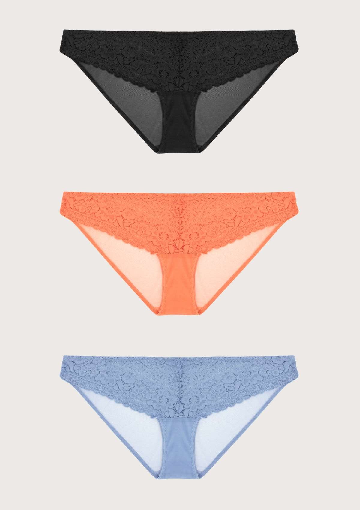 HSIA Leaf Flower Lace Bikini Panties 3 Pack - HSIA