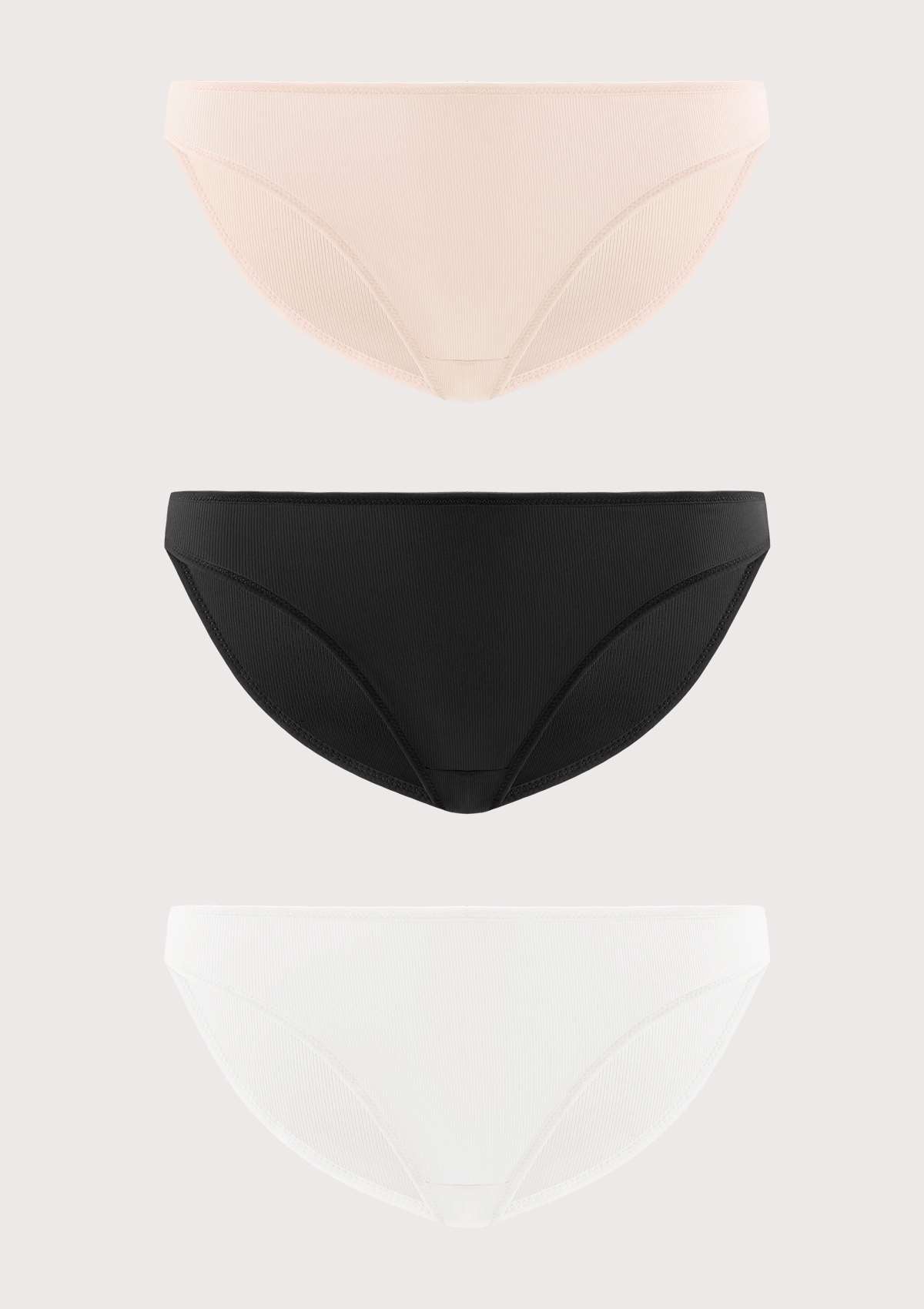 HSIA Ribbed Knit Cotton Bikini Underwear 3 Pack - HSIA