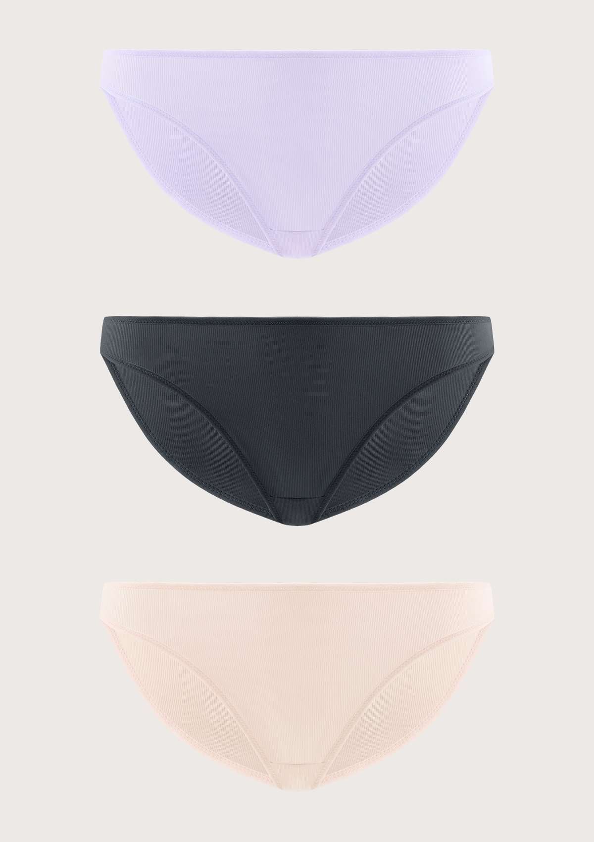 HSIA Ribbed Knit Cotton Bikini Underwear 3 Pack - HSIA