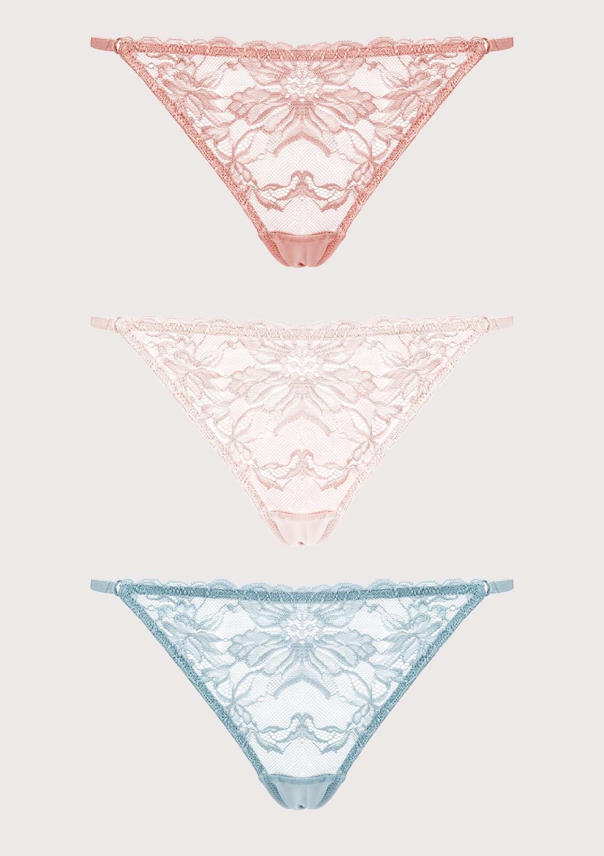 Pretty In Petals Breathable Sexy Lace String Thongs 3 Pack - HSIA