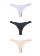 HSIA Ribbed Knit Cotton Thong Underwear 3 Pack - HSIA