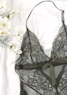 Deep V Lace Sheer Mesh Bodysuit Lingerie - HSIA