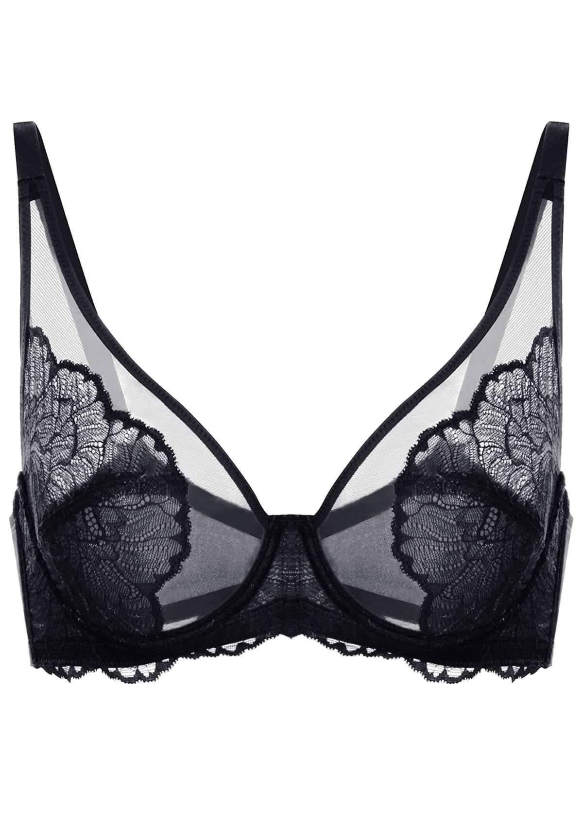 HSIA Blossom Black Unlined Lace Bra - HSIA