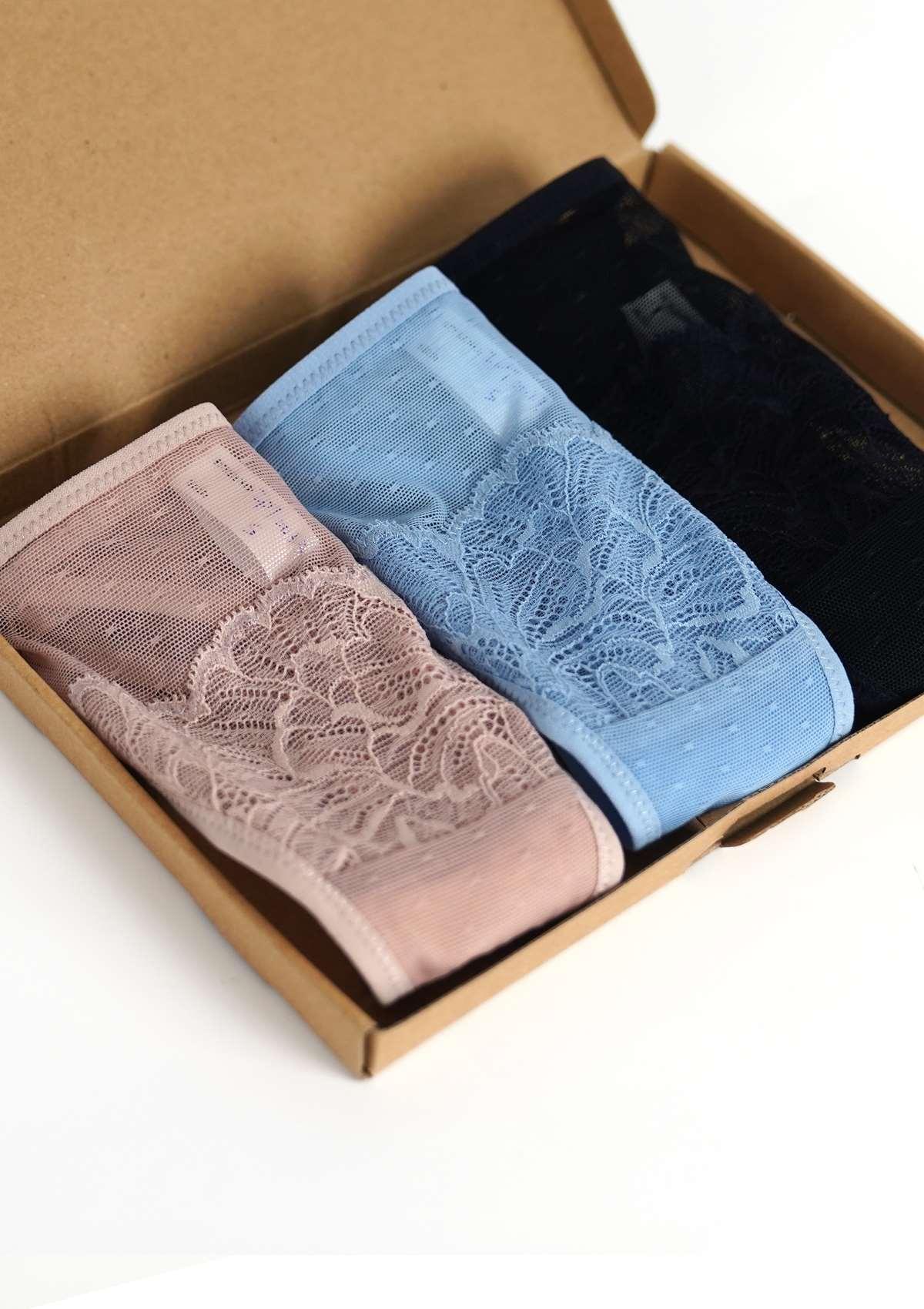 HSIA Blossom Lace String Thongs 3 Pack - HSIA