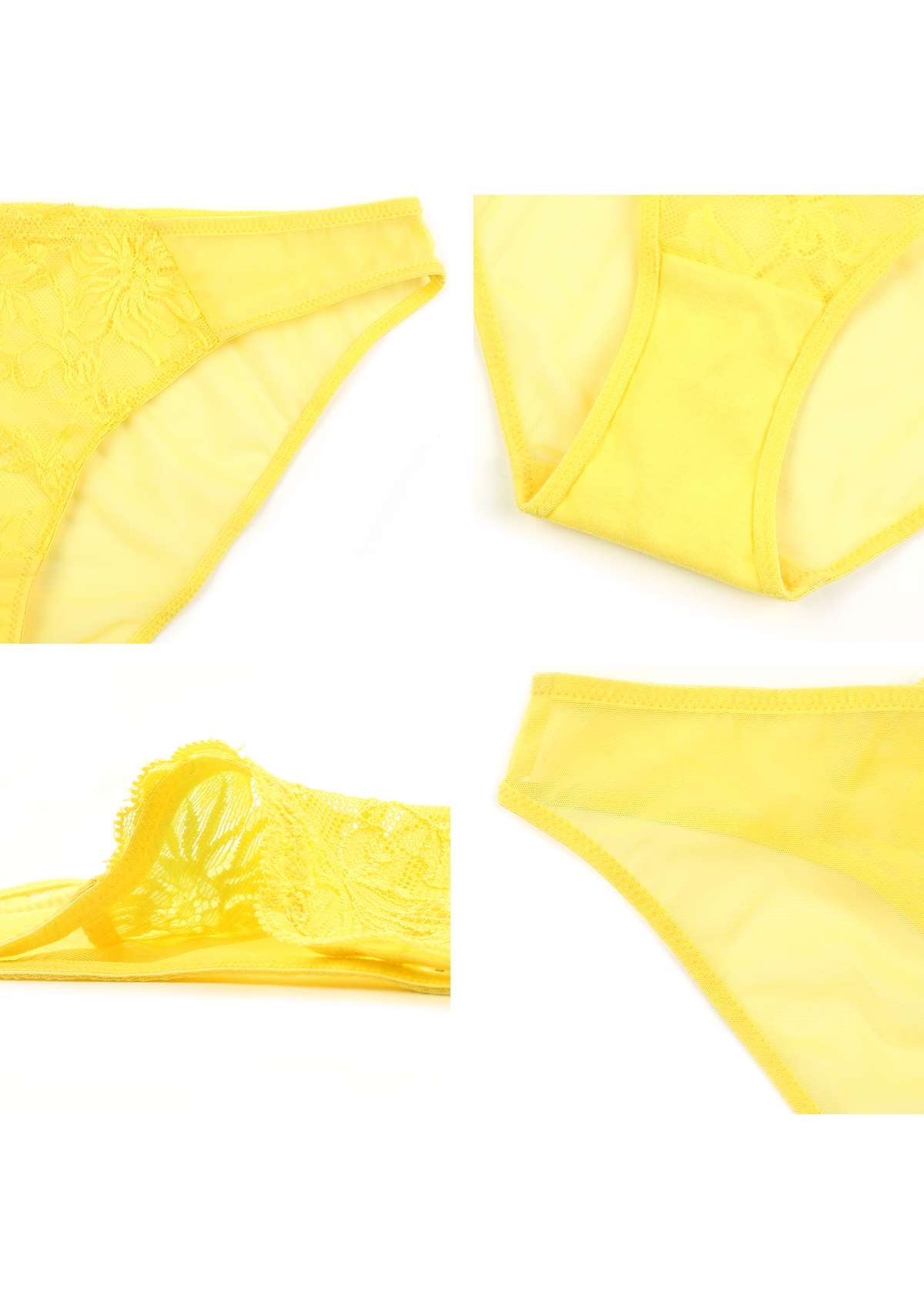 Pretty In Petals Bright Yellow Lace Bikini Underwear - HSIA