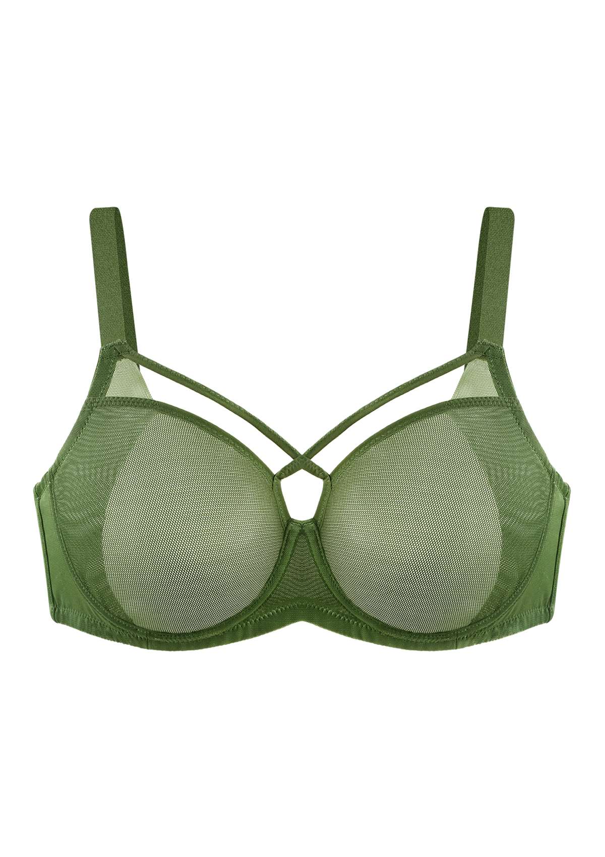 Billie Cross Front Strap Smooth Sheer Mesh Underwire Bra - HSIA