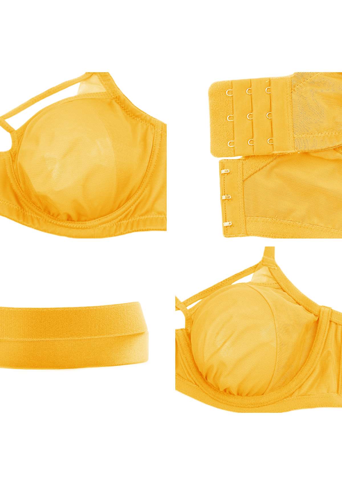 Billie Cross Front Strap Smooth Sheer Mesh Underwire Bra - HSIA