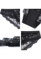 HSIA Floral Bridal Lace Back Black Bikini Underwear - HSIA