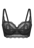 HSIA Floral Lace Unlined Bridal Black Balconette Bra Set - HSIA