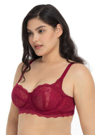 HSIA Floral Lace Unlined Bridal Burgundy Balconette Bra Set - HSIA