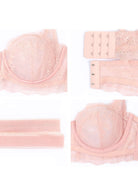 HSIA Floral Lace Unlined Bridal Pink Balconette Bra Set - HSIA