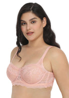 HSIA Floral Lace Unlined Bridal Pink Balconette Bra Set - HSIA