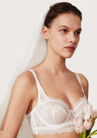 HSIA Floral Lace Unlined Bridal White Balconette Bra Set - HSIA