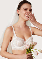HSIA Floral Lace Unlined Bridal White Balconette Bra Set - HSIA