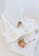 HSIA Floral Lace Unlined Bridal White Balconette Bra Set - HSIA