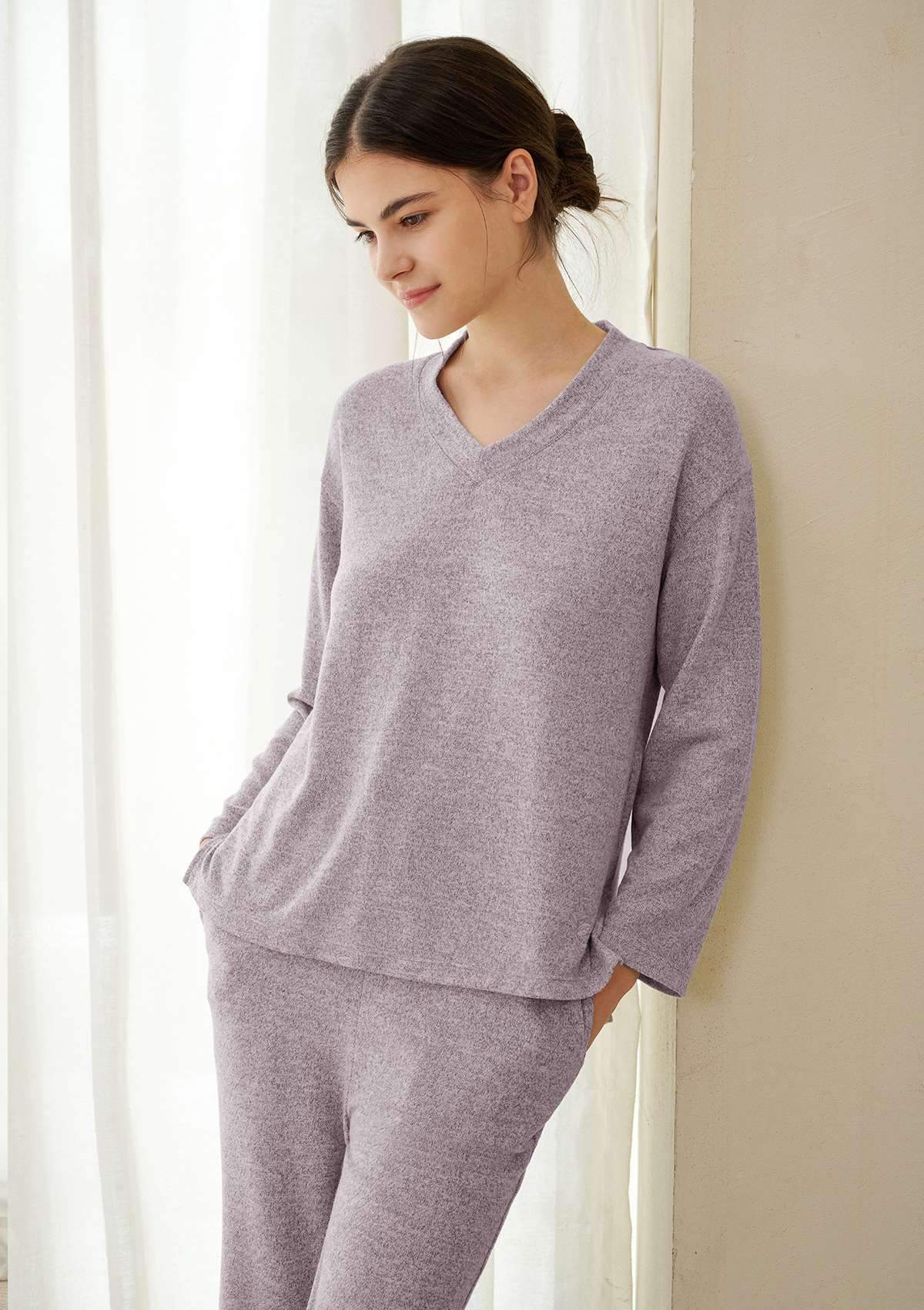 HSIA Knit Long Sleeve Pajama Set - HSIA