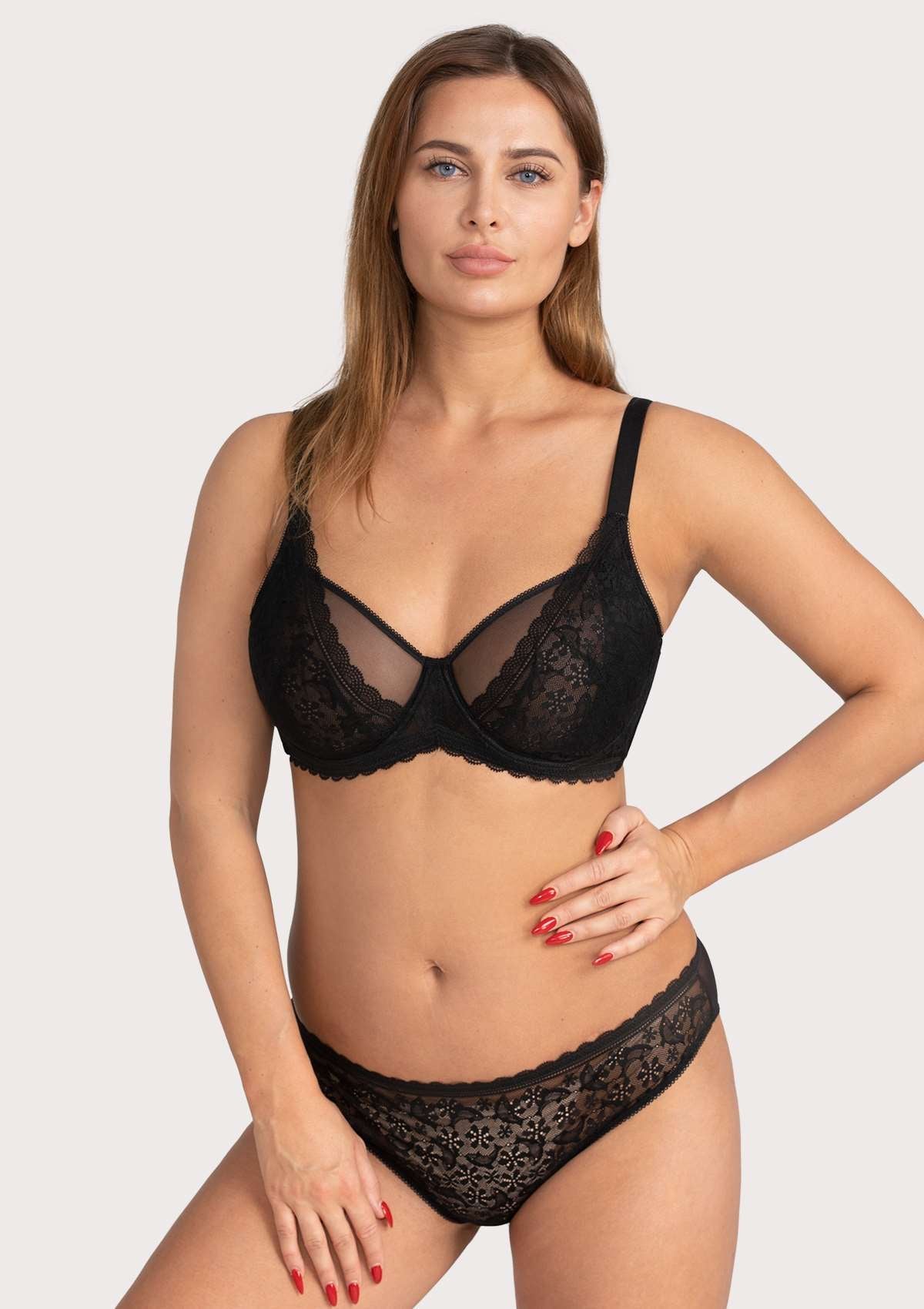 Anemone Unlined Dolphin Lace Underwire Bra - HSIA