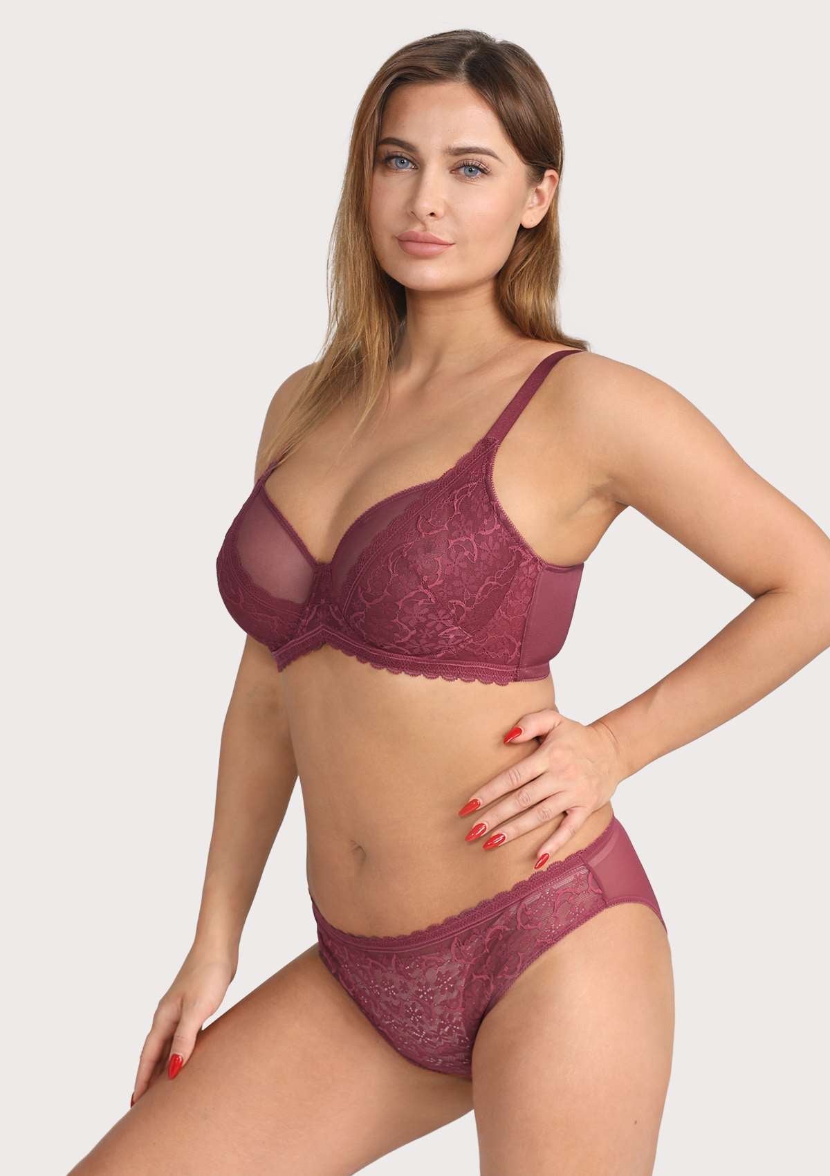 Anemone Unlined Dolphin Lace Underwire Bra - HSIA