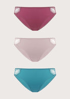 HSIA Lace Flower Trim Bikini Panties 3 Pack - HSIA