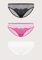 HSIA Mesh Eyelash Lace Bikini Panties 3 Pack - HSIA
