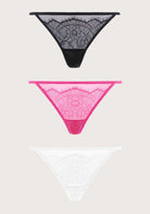 HSIA Mesh Eyelash Lace String Thongs 3 Pack - HSIA