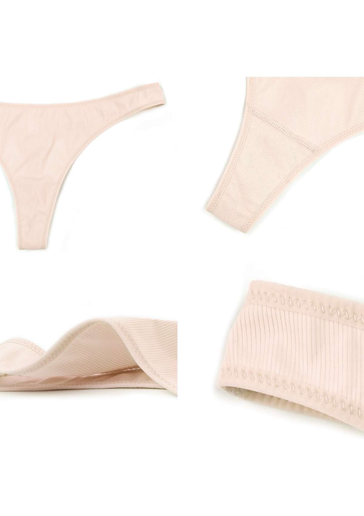 HSIA Ribbed Knit Cotton Thong Underwear 3 Pack - HSIA