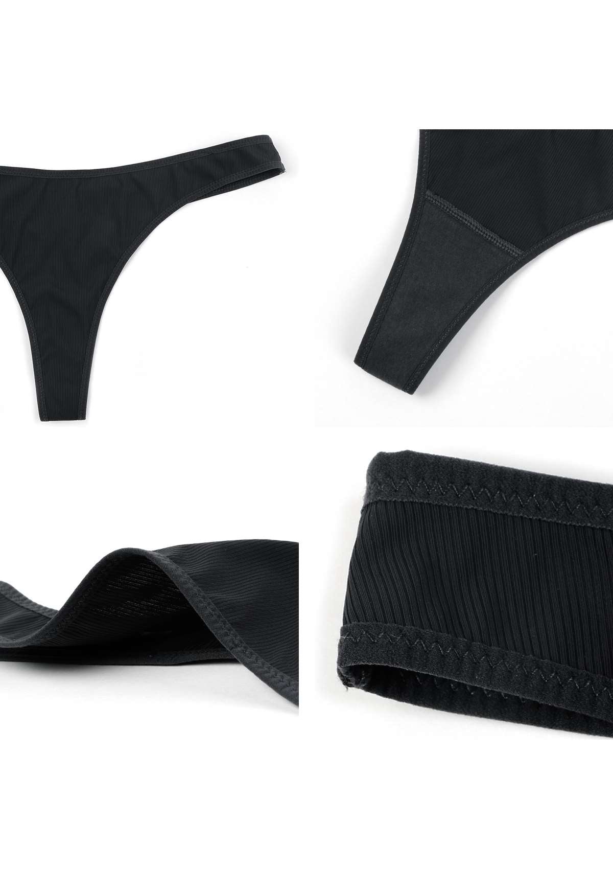 HSIA Ribbed Knit Cotton Thong Underwear 3 Pack - HSIA