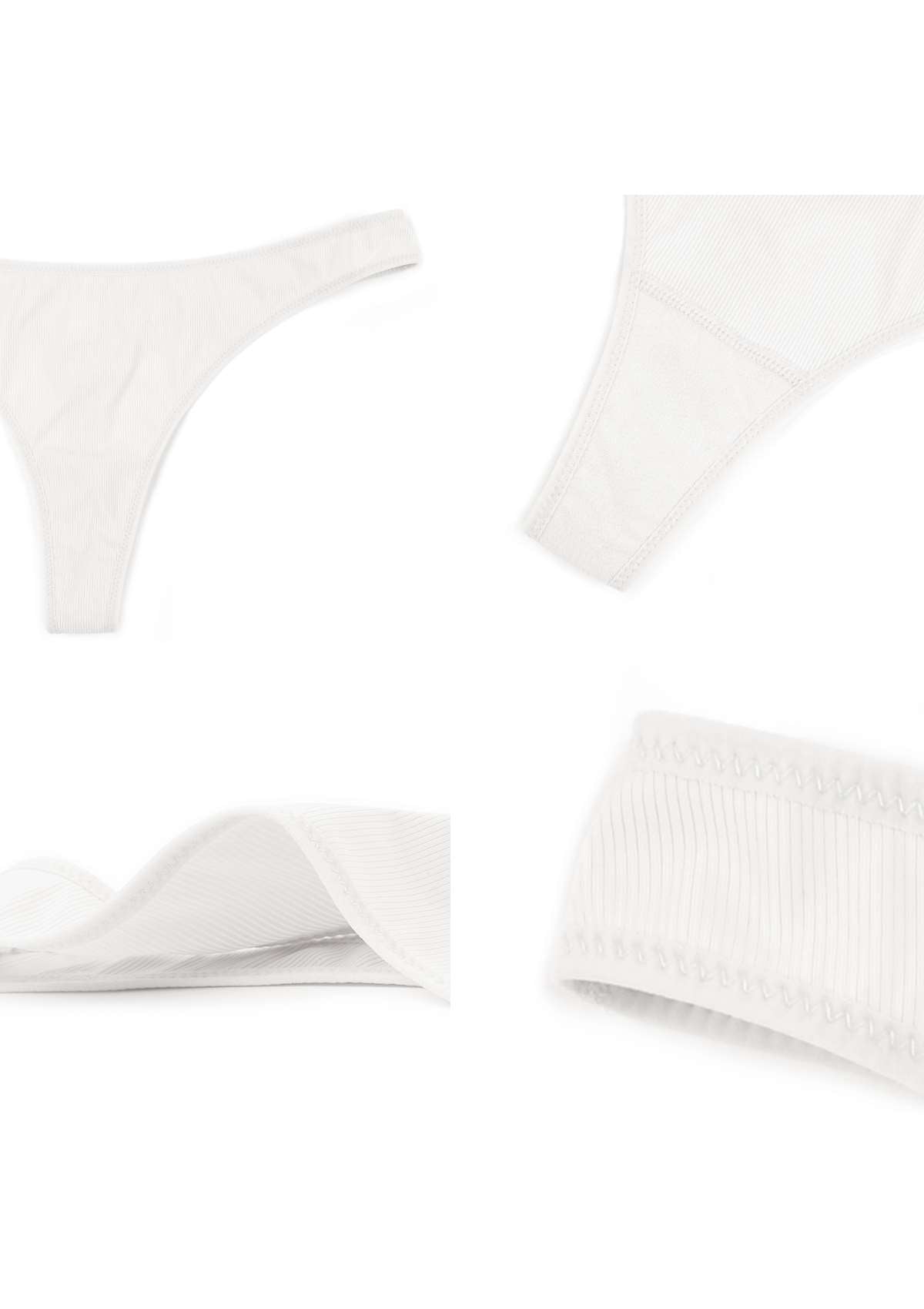 HSIA Ribbed Knit Cotton Thong Underwear 3 Pack - HSIA