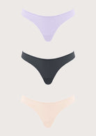 HSIA Ribbed Knit Cotton Thong Underwear 3 Pack - HSIA