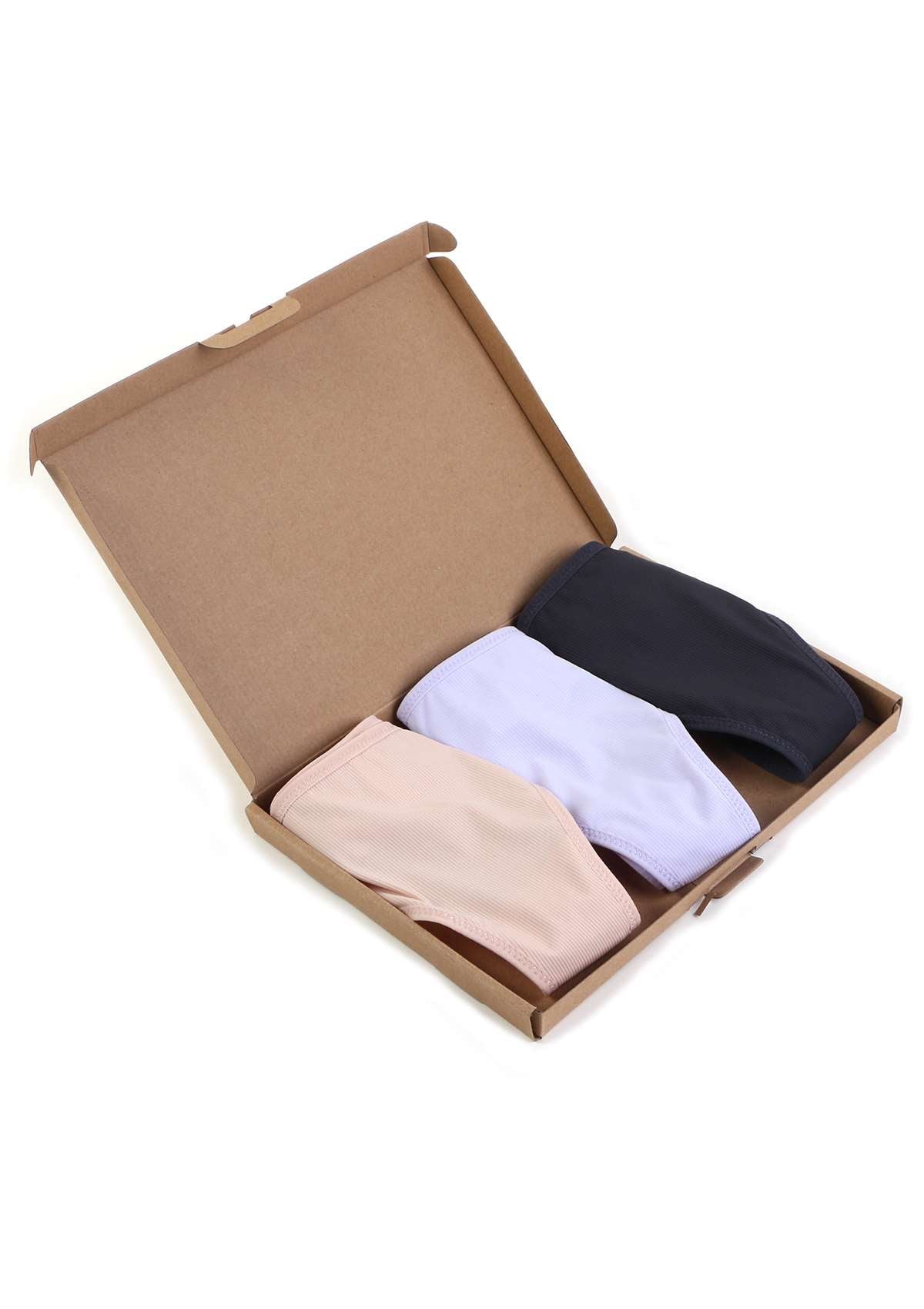 HSIA Ribbed Knit Cotton Thong Underwear 3 Pack - HSIA