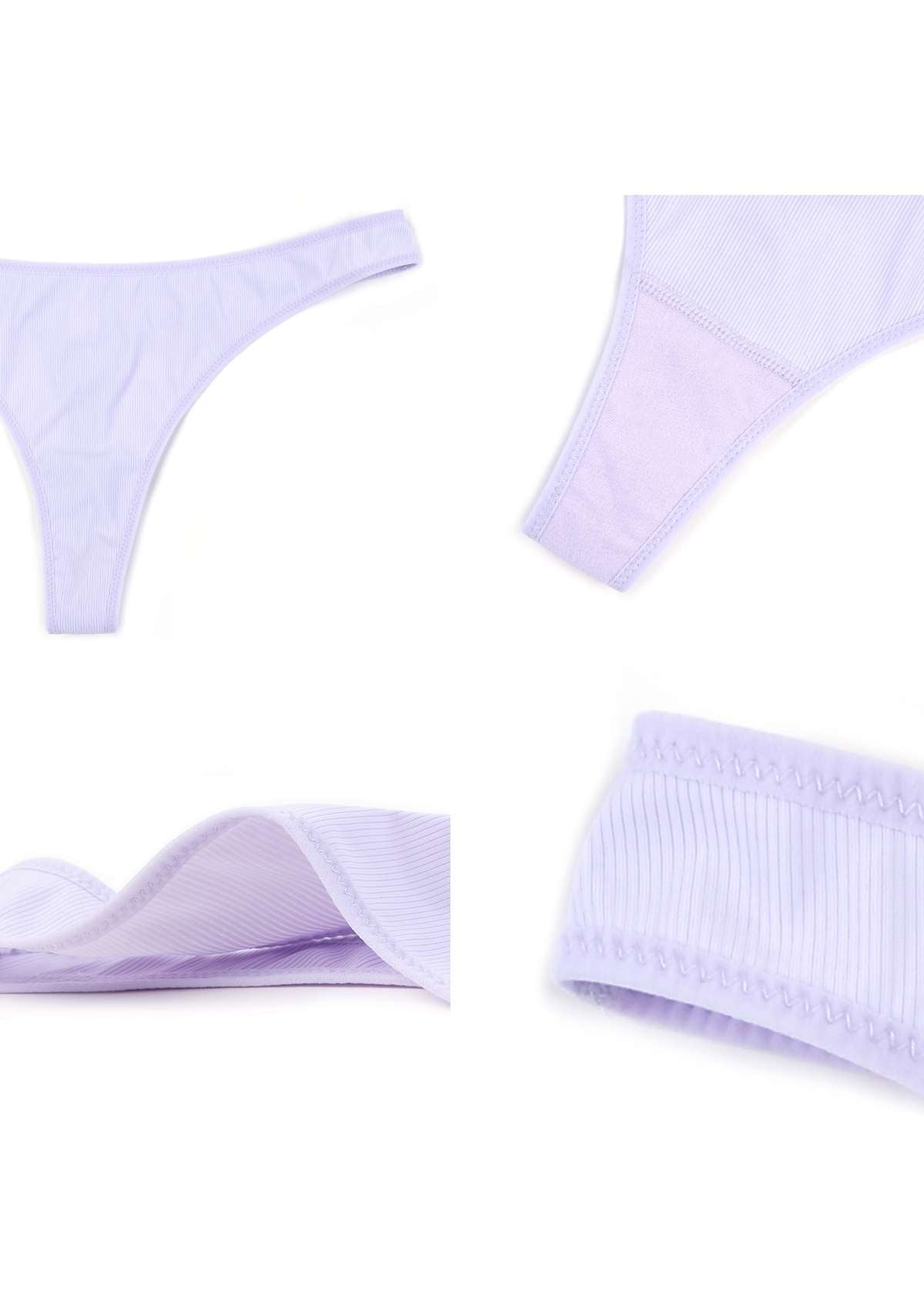 HSIA Ribbed Knit Cotton Thong Underwear 3 Pack - HSIA